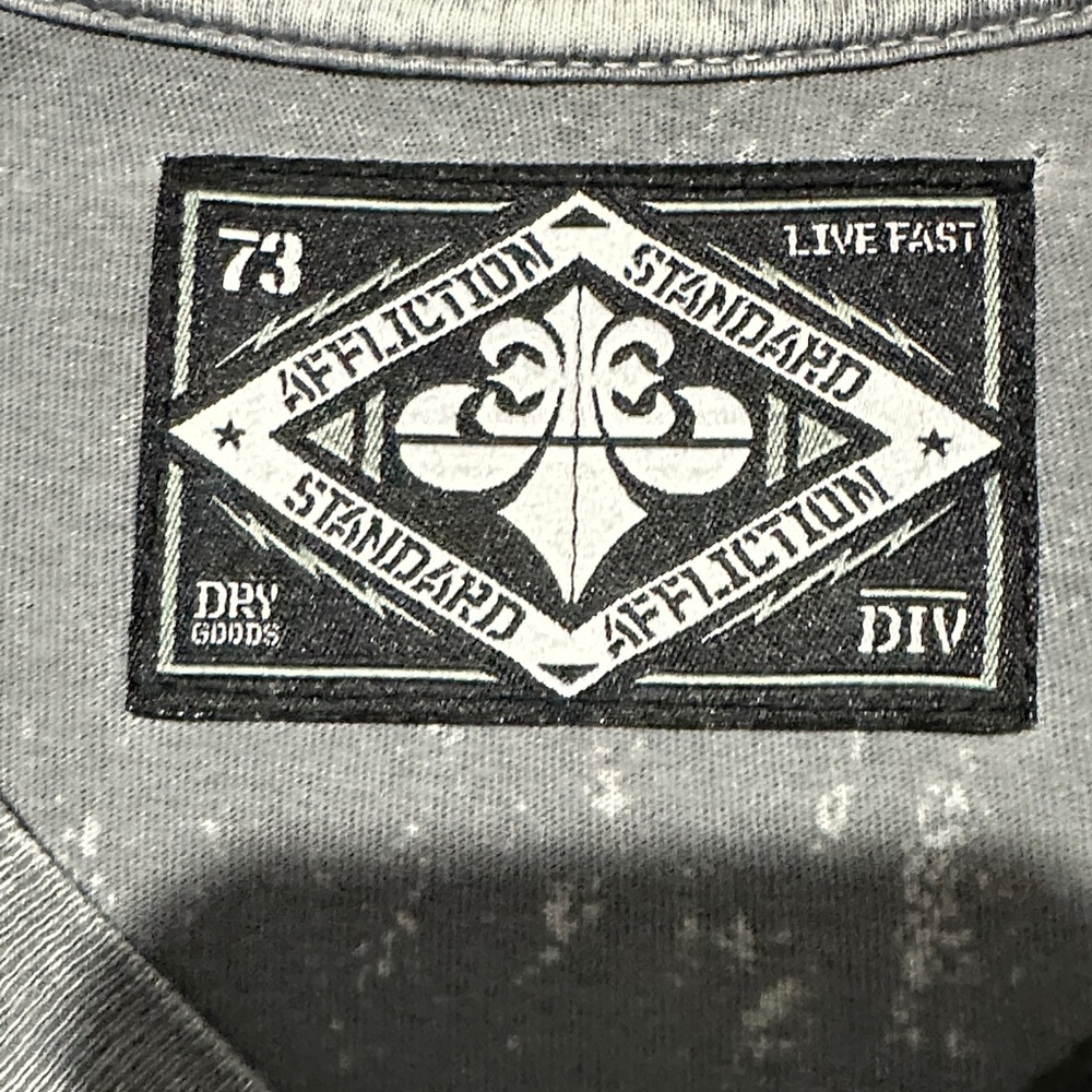 Affliction Gray T-Shirt with Patch and Stitch Detail - Picture 3 of 7